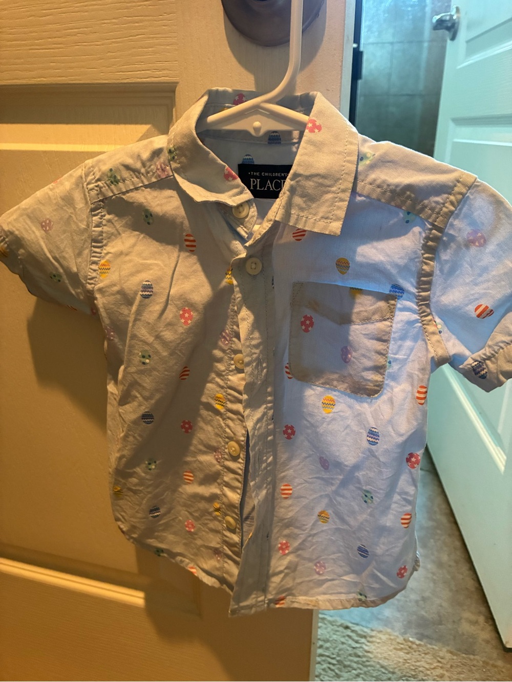 The Children's Place Light Blue Easter Egg Print Button-Up Shirt